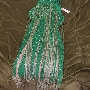 Brand New Beaded Emerald Dress